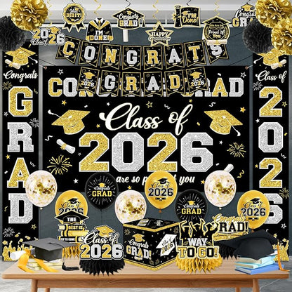 Graduation Decorations Class of 2026 Black and Gold Graduation Decorations - Image 3