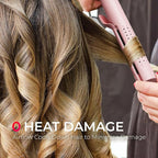 TYMO Airflow Curling Iron for Lasting Curls - Flat Iron Hair Straightener and Curler 2 in 1, Anti-Scald Ionic Curling Wand 1.25 Inch, 360° Cool Air, 5 Temps & Dual Voltage for Long Short Hair, Pink