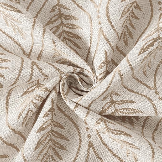 BGment Mocha Linen Curtains for Living Room, French Country Leaf Jacquard - Image 7