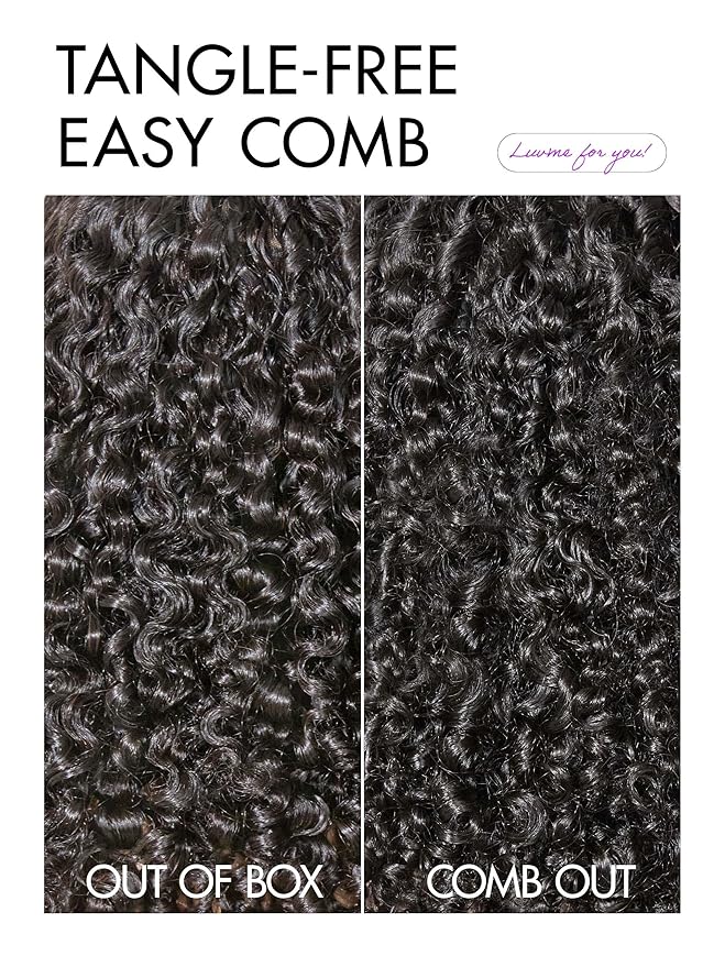 LUVME HAIR 7x6 HD Lace All-Day Comfort Burmese Messy Curly Wig PartingMax Lace Wigs Lace Front Wigs Human Hair Pre Cut Plucked Lace Frontal Glueless 24 Inches Natural Black Color