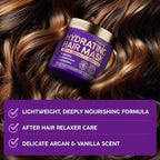 Hydrating Hair Mask – Post Hair Relaxer for Damaged & Dry – Deep Conditioning Keratin Treatment for Curly & Color-Treated – Soft, Smooth, Anti-Frizz & Split Ends Repair with Collagen, Biotin – 10 oz