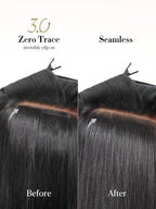 LUVME 0.59mm Zero Trace Invisible Clip in Hair Extensions, Yaki Straight 6 Pcs 100g 24 Inch, 100% Real Human Hair Clip Ins, Wider Wefts for Easy Sectioning and Long Yaki Length for Glam Looks