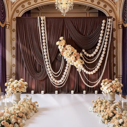 40ft x 10ft Wrinkle Free Brown Backdrop Curtains - Image 3