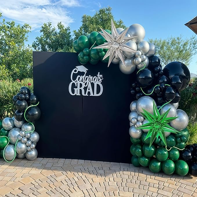 Black and Green Silver Balloon Arch Kit - Image 4