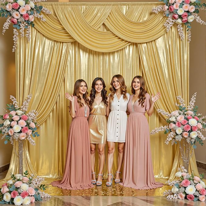 leegleri 30x10ft Thick Gold Glitter Backdrop Curtain Panels - Image 3