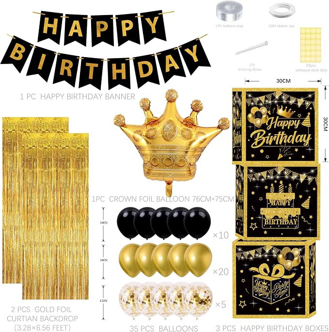 Gold Birthday Party Decorations Kit - Image 2