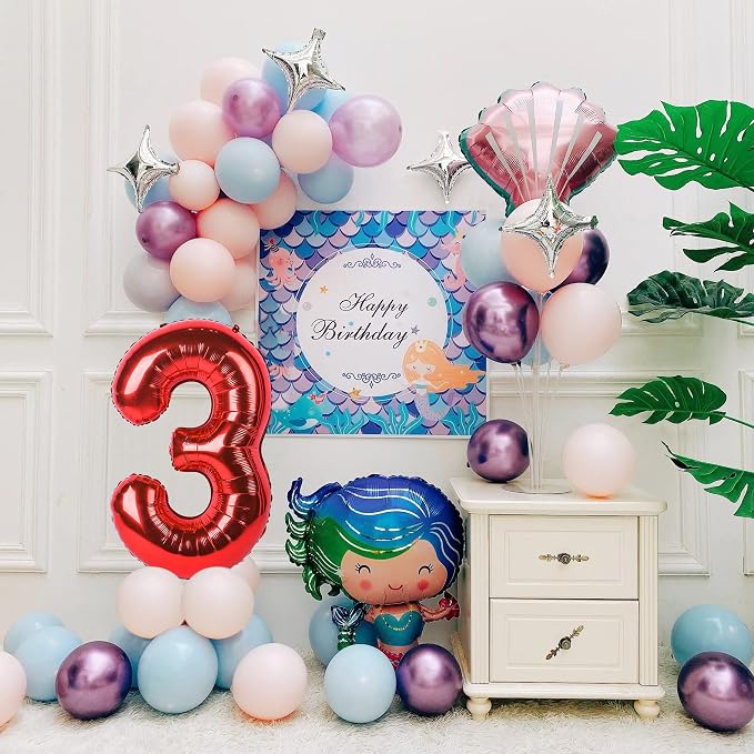 40 inch Number Balloon 0-9 Red Large Number 3 Balloons, Digital Balloons - Image 2