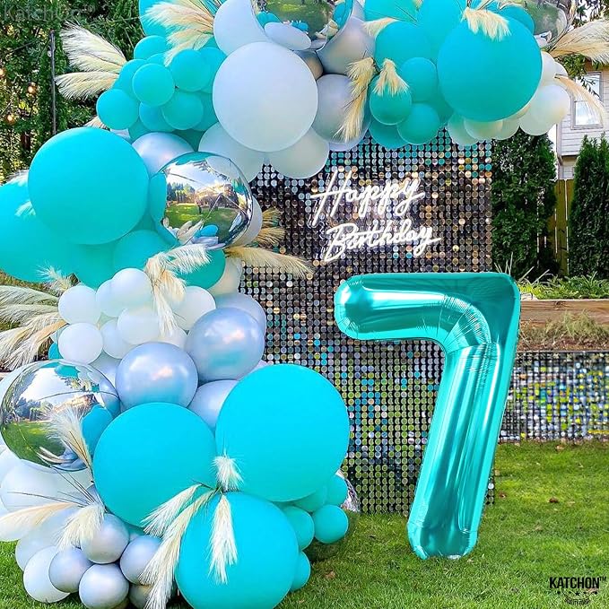 KatchOn, Aqua Blue 40 Inch Number 7 Balloon - Image 8