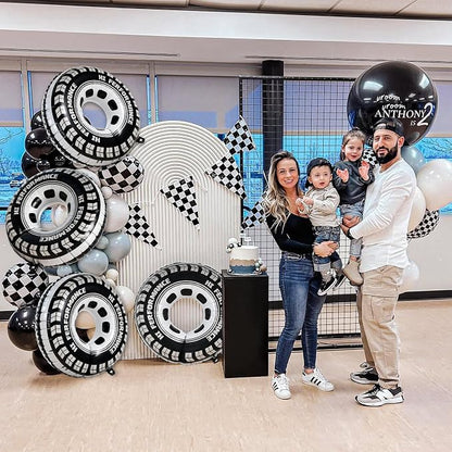 6 PCS Race Car Tire Foil Balloons, 30 Inch Reusable Racing Wheel Balloons - Image 2