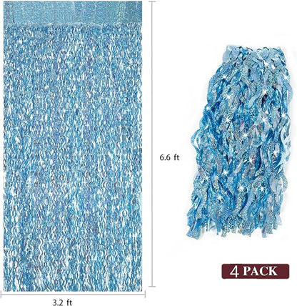 4 Pack Light Blue Party Foil Curtain - Image 3