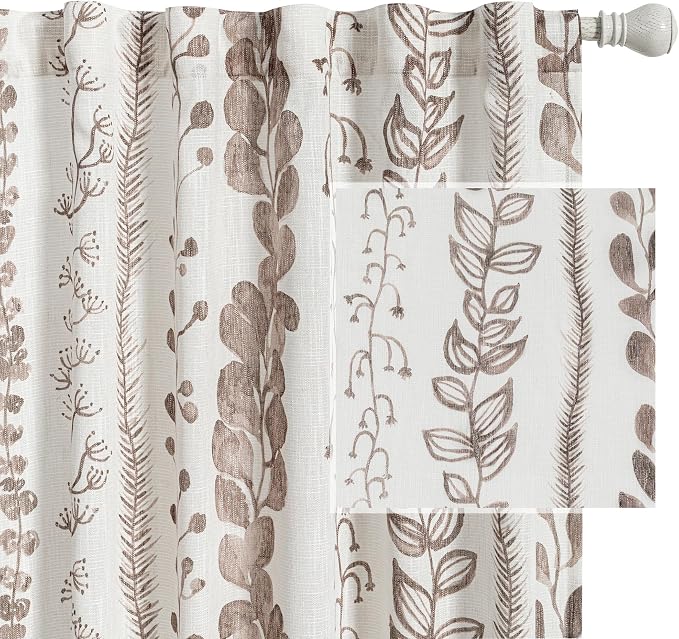 Brown Sheer Curtains 72 Inches Long 2 Panels Boho Curtains by MEETSKY