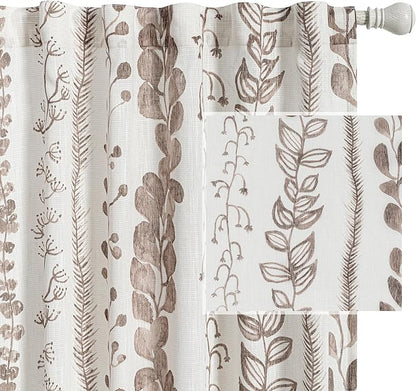 Flax Linen Boho Curtains 95 Inches, 2 Panels Light Filtering Window Modern by MEETSKY