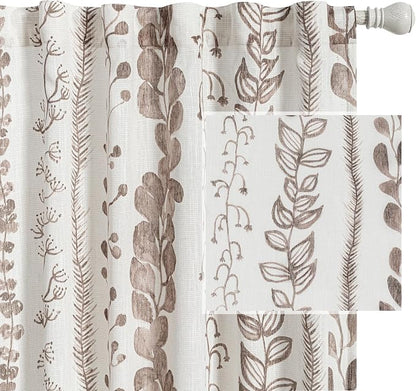 Boho Curtains for Bedroom Linen Style Boho Curtains 84 Inches Long 2 Panels by MEETSKY