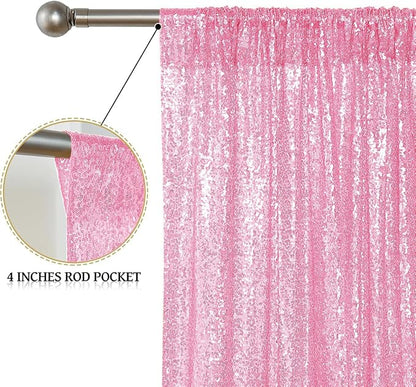 Sugargirl Matte Pink Sequin Backdrop Curtain 6 Panels 2FTx8FT Glitter Matte - Image 4