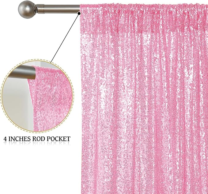 Sugargirl Matte Pink Sequin Backdrop Curtain 4FTx8FT Glitter Matte Pink - Image 4