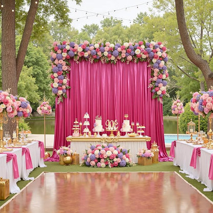 20x10ft Thick Hot Pink Glitter Backdrop Curtain Panels - Image 4