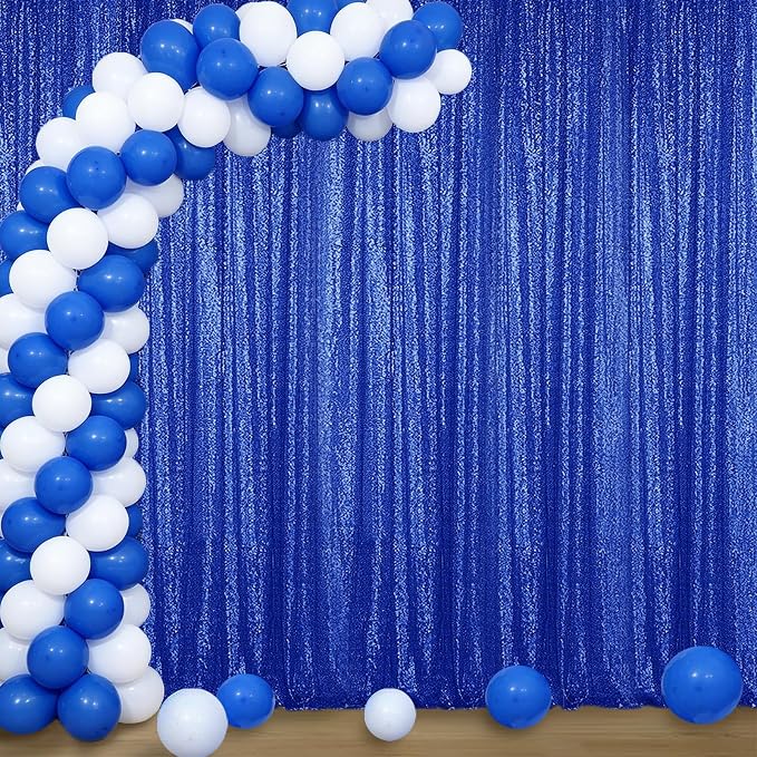 Sugargirl Royal Blue Sequin Backdrop Curtain 4FTx8FT Glitter Royal Blue by Sugargirl