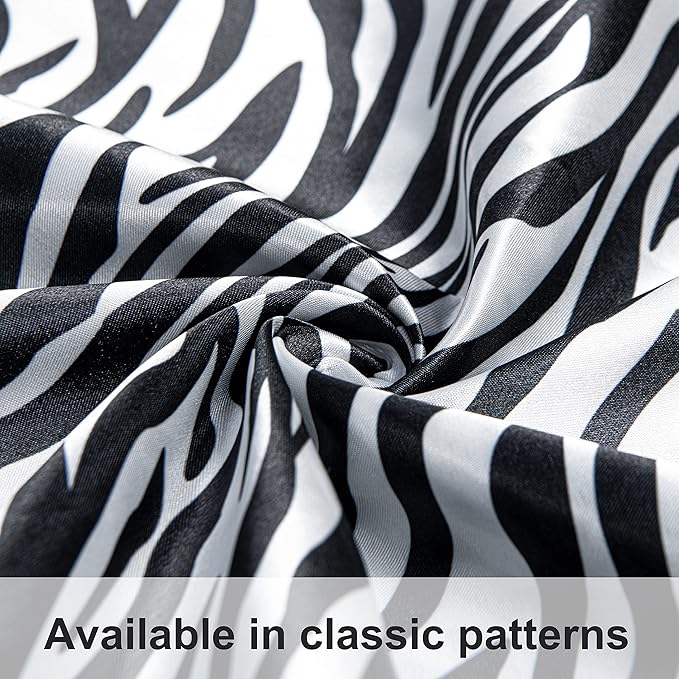 NTBAY 2 Pack Satin Standard Pillowcases for Hair and Skin, Luxurious and Silky Zebra Printed Pillow Cases with Envelope Closure, 20x26 Inches, Black and White