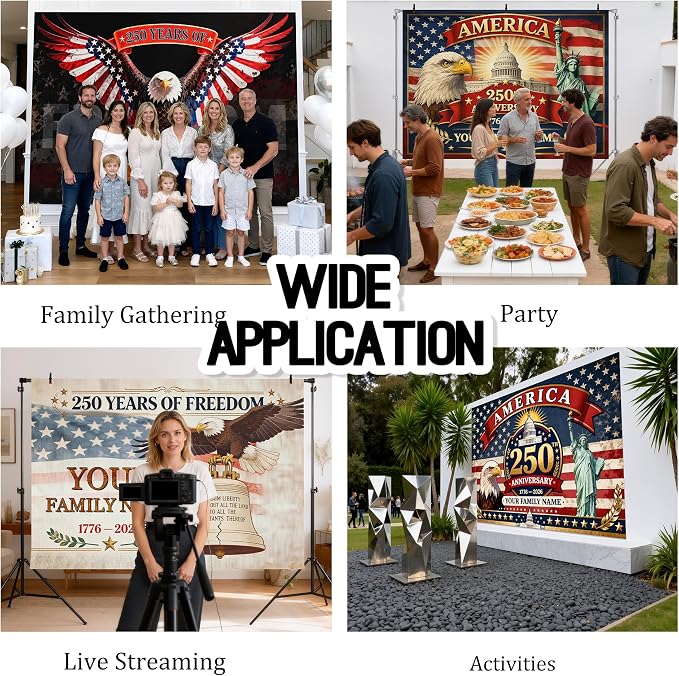 American 250th Anniversary Custom Backdrop 1776-2026, 250 Years of Freedom - Image 7