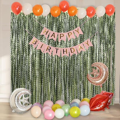 4 Pack Wavy Olive Green Streamers Backdrop Jungle Party Decorations - Image 6