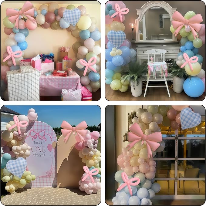Goose Balloon Arch Kit Pastel Pink Blue Sage Green Balloons Garland Bow Gingham - Image 7