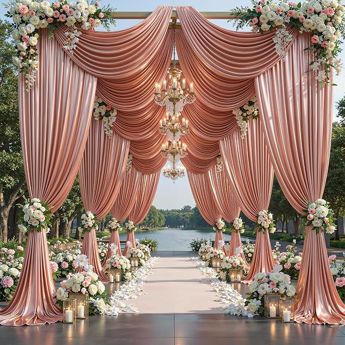 40x10ft Rose Gold Glitter Backdrop Curtain - Image 3