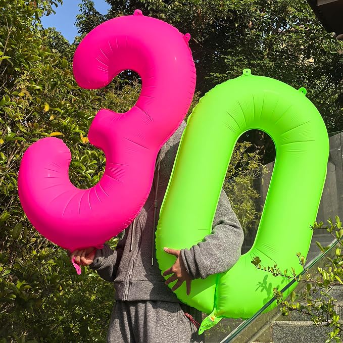 40 in Fluorescent Pink Birthday Balloon Number 9 Pink Fluorescent Number 9 | - Image 5