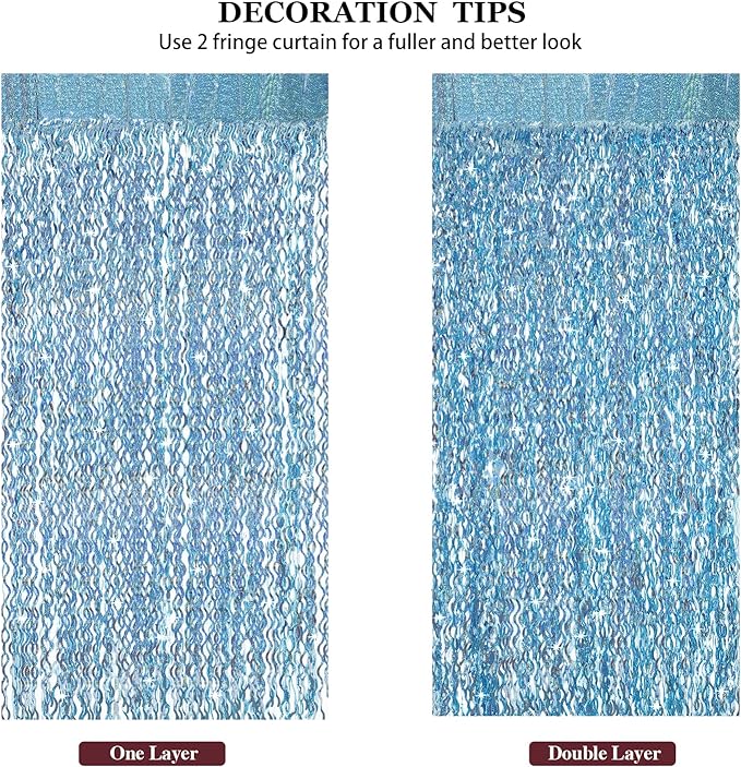 4 Pack Light Blue Party Foil Curtain - Image 5