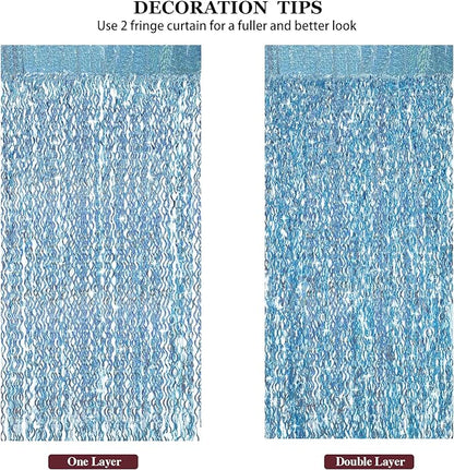 4 Pack Light Blue Party Foil Curtain - Image 5