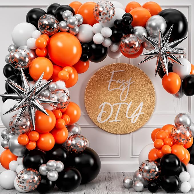 ALL-IN-1 Orange Black White Balloons Arch Kit - Image 5