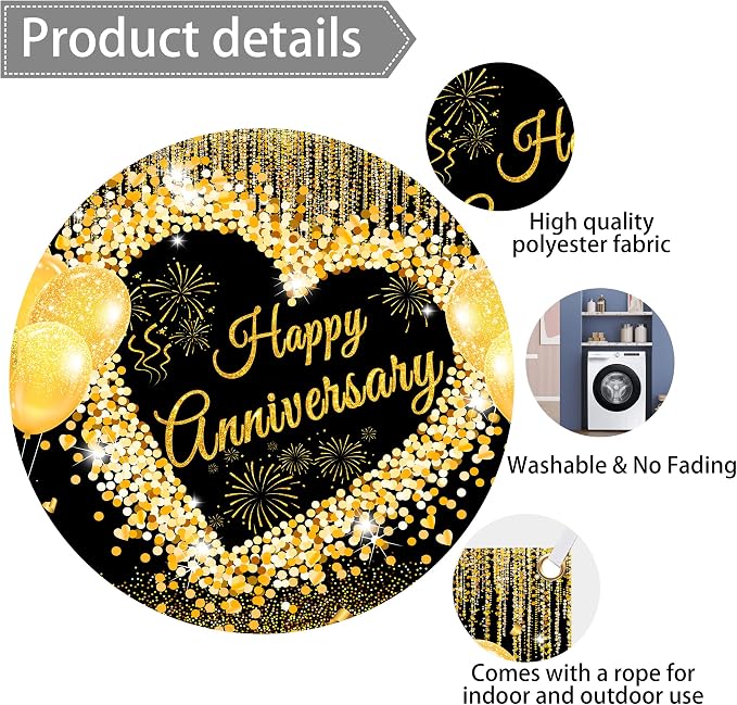 9x6 ft Floral Anniversary Backdrop Banner - Image 7