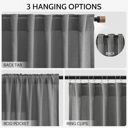 Blazer Grey Cutains Morden Linen Blend Light Filtering Back Tab Curtains - Image 3