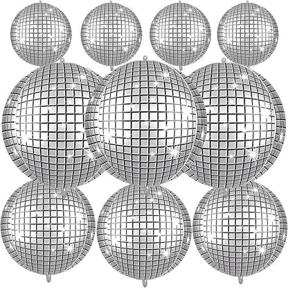 10Pcs Disco Round Foil Balloons, Metallic Disco Foil Baloon by FunHot