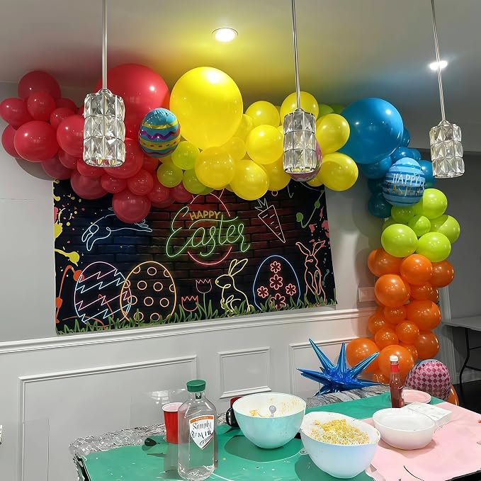 141 Pcs Rainbow Neon Balloon Arch Kit, Hot Pink Lime Green Orange Slate Blue - Image 9