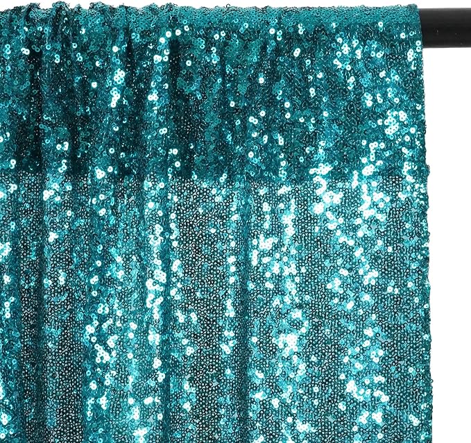 Poise3EHome Teal Sequin Backdrop Curtain, 4 Panels 2FTx8FT Glitter Background - Image 4