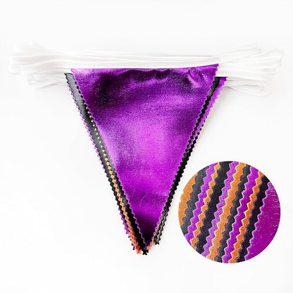Black Orange Purple Halloween Party Decorations Metallic Fabric Triangle - Image 3