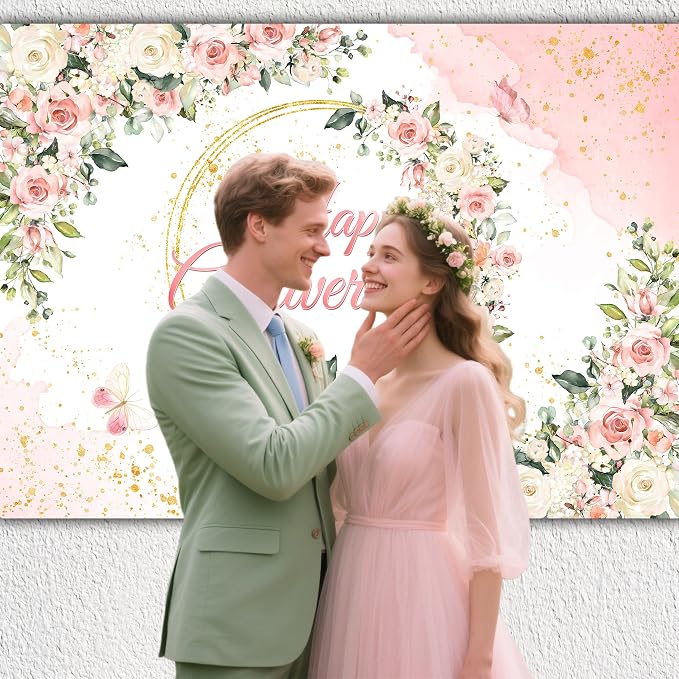 10x8 ft Floral Anniversary Backdrop Banner - Image 3