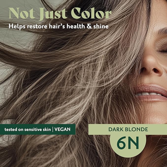 Herbatint Permanent Hair Dye For Women - 6N Dark Blonde - For Up To 100% Gray Coverage of Resistant Gray Hair - Ammonia-Free, Alcohol-Free & Vegan - Salon Influenced Hair Color 5.75 fl oz