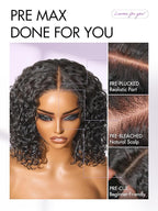 LUVME HAIR 5X5 Deep Curly 12 Inches 100% Human Hair Wigs Curly Deep Wave Glueless Lace Front 12 Inches, Pre Cut Plucked Hd Lace Short Wig Ready To Go Natural Color Straight Bleached Knots Black Wigs