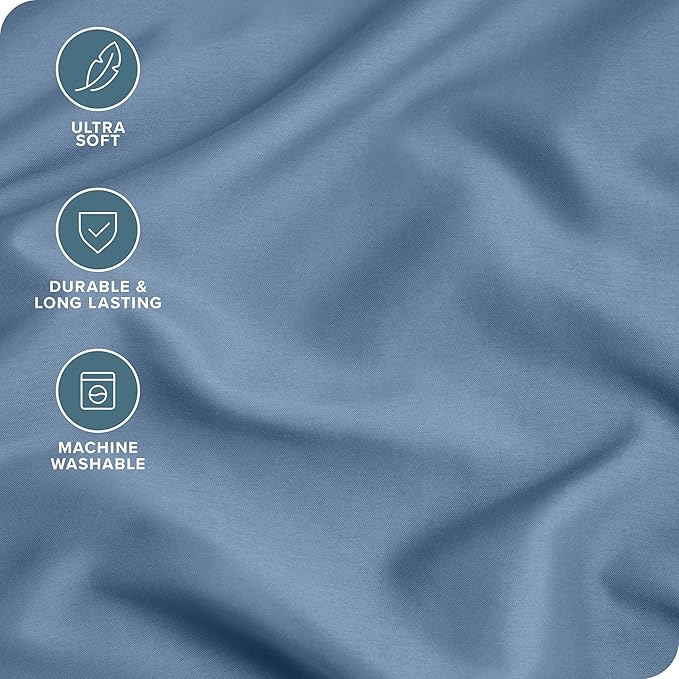 Bare Home Microfiber Pillow Cases - Standard Size Set of 2 - Cooling Pillowcases - Double Brushed - Easy Care - Envelope Closure (Standard Pillowcase Set of 2, Coronet Blue)