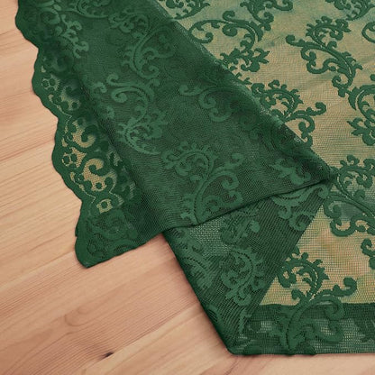 FOLKSIDE Dark Green Lace Curtains 63 Inch Length 2 Panels Paisley Floral Lace - Image 6