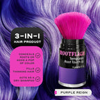 Temporary Hair Color, Fun Colored Hair Powder - Temporary Hair Dye, Root Concealer, Hair Texturizer, Kabuki Applicator with Detail Brush Included (Purple Reign)