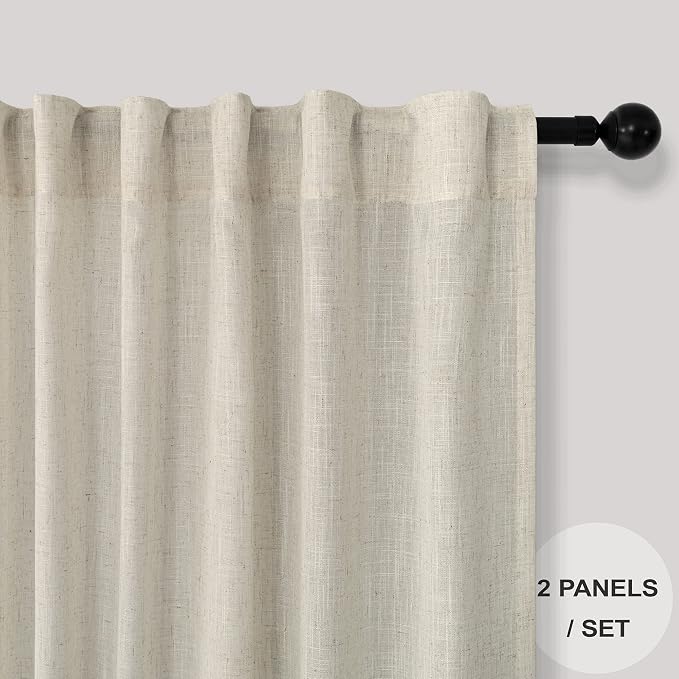Pitalk Linen Sheer Drape 104 Inch Curtains - Image 2