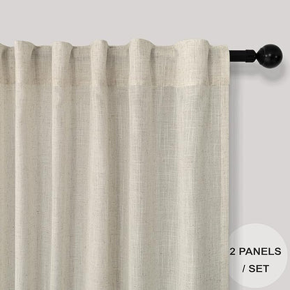Beige Curtains 63 Inch Length for Bedroom Set of 2 Panels Back Tab Rod Pocket - Image 2