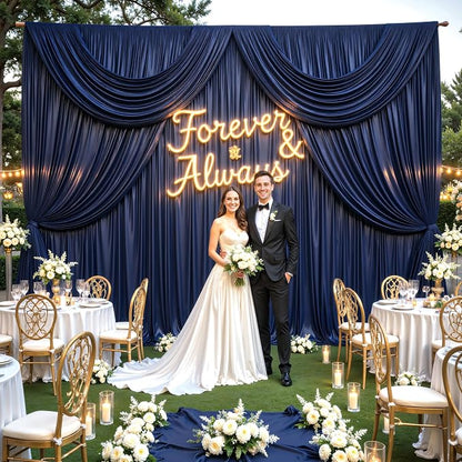 10x10 ft Navy Blue Glitter Backdrop Curtain - Image 5