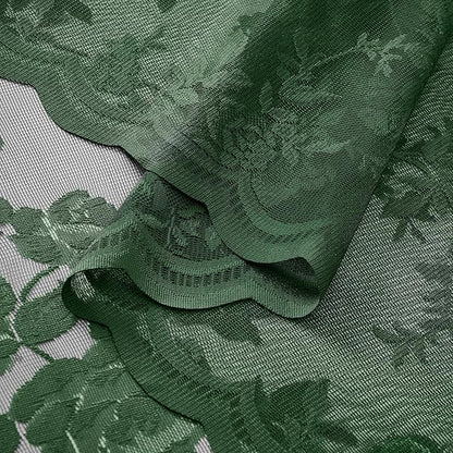 Dark Green Lace Curtains 108 Inches Long 2 Panels Vintage Emerald Green Floral - Image 7