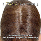 Hair Toppers for Women Clip in Bangs Real Human Hair,10 Inch 30g Brown Topper for Women 150% Density Silk Base Clip in Pieces Straight for Thin Daily Use