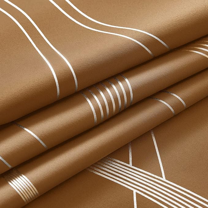 NICETOWN Gold Brown Blackout Fall Pattern Curtains - Image 7