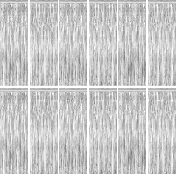 12 Pack Silver Backdrop. 3.28 FT x 7.05 FT Birthday Decorations, Metallic by ZATAYE