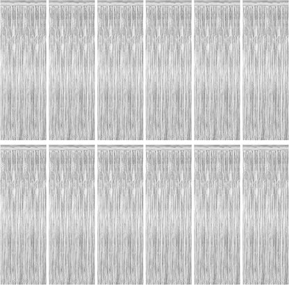 12 Pack Silver Backdrop. 3.28 FT x 7.05 FT Birthday Decorations, Metallic by ZATAYE